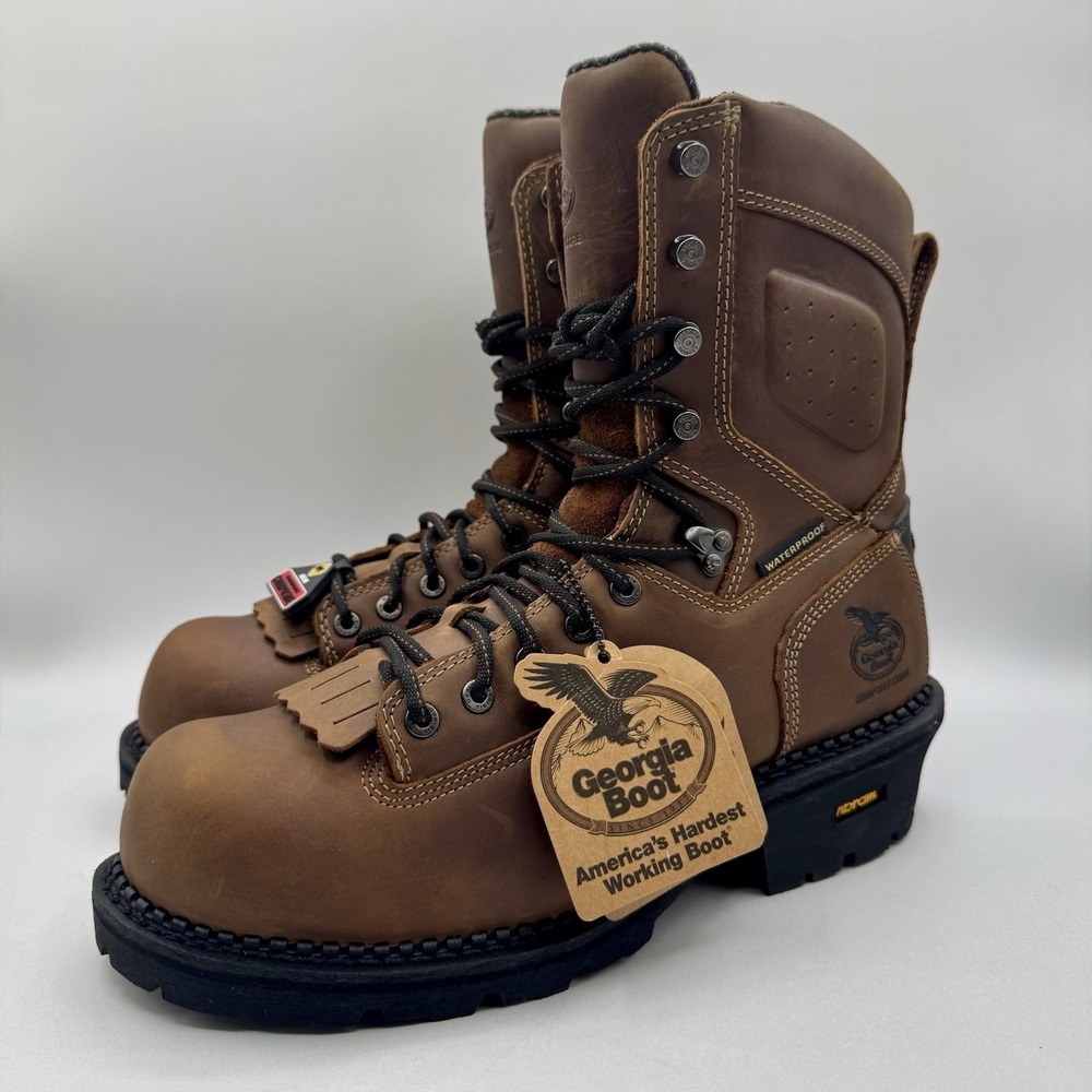 Georgia Comfort Core‎ Logger Boots Men's Size 10.5 M Brown Leather Comp Toe